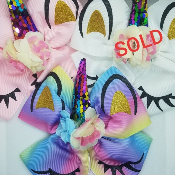 💛🧡💜Jumbo Unicorn Bows💛🧡💜 - Picture 3 of 4